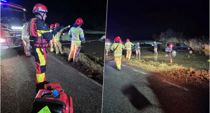 Alarm nad wodą we Wrocławiu. Samochód znalazł się w potężnym rozlewisku