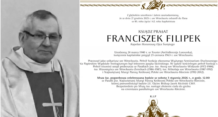 Nie żyje znany wrocławski ksiądz. Był proboszczem w wielu parafiach