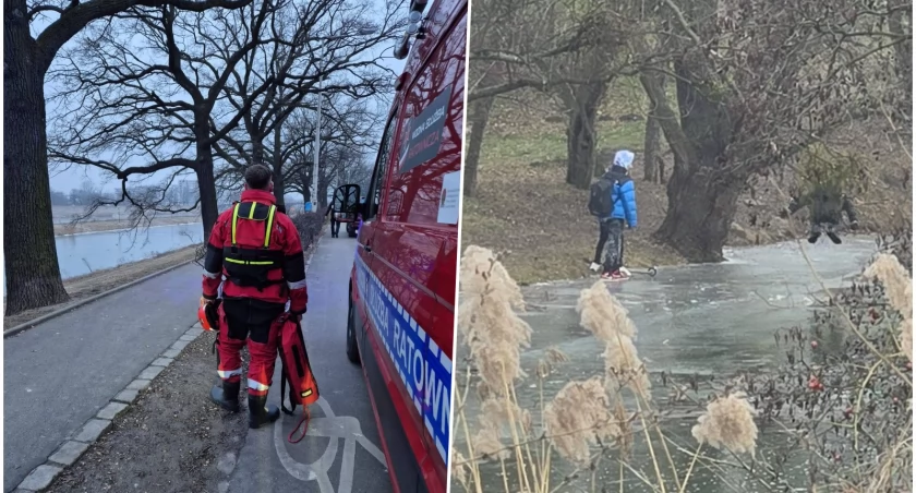 Pod chłopcem załamał się lód na rzece. Chwile grozy we Wrocławiu 