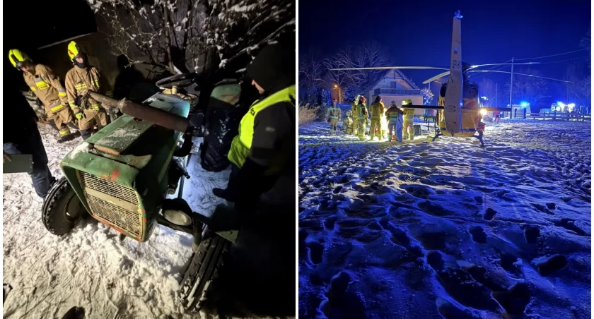 Ciągnik przewrócił się na kierowcę. Dramatyczna walka o życie mężczyzny