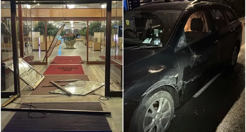 Pijany Anglik wjechał samochodem przez główne wejście do Hotelu Gołębiewski