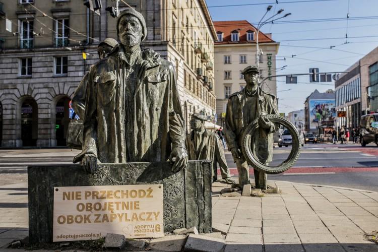 Wrocławskie pomniki zachęcają do pomocy pszczołom [ZDJĘCIA]