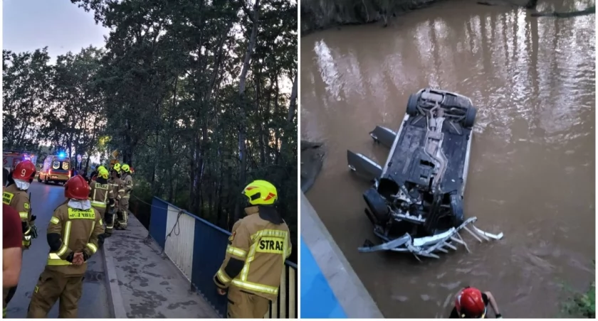 Groźny wypadek pod Wrocławiem. Auto w rzece, w środku kierowca