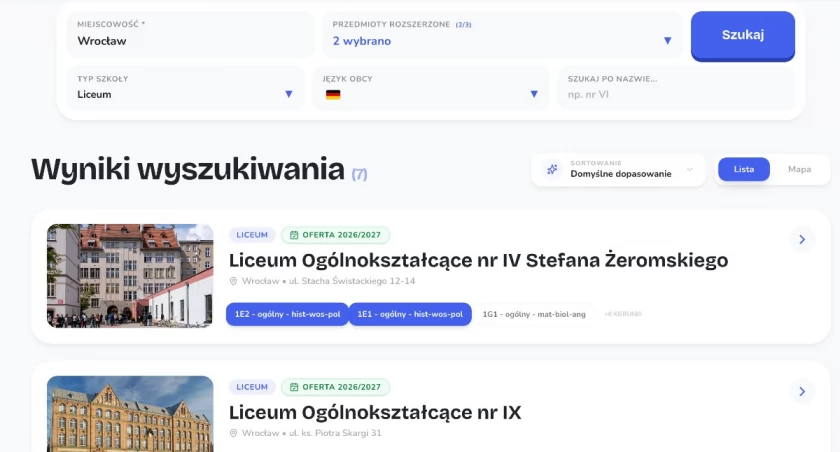 Ten portal skraca wybór liceum z trzech godzin do kilku sekund