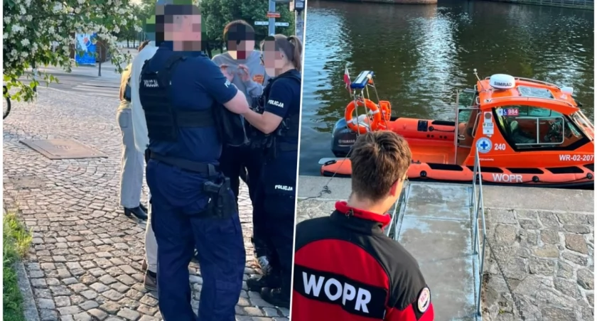Pijani Hiszpanie w Odrze w centrum Wrocławia. Służby postawione na równe nogi