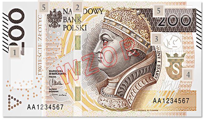 Narodowy Bank Polski wprowadza do obiegu odmienione banknoty dwustuzłotowe. Czym się różnią?