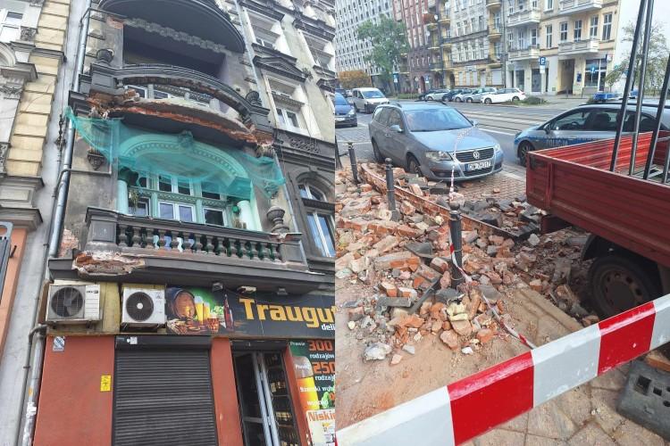 Wrocław: O krok od tragedii. Na ulicy Traugutta zawalił się balkon