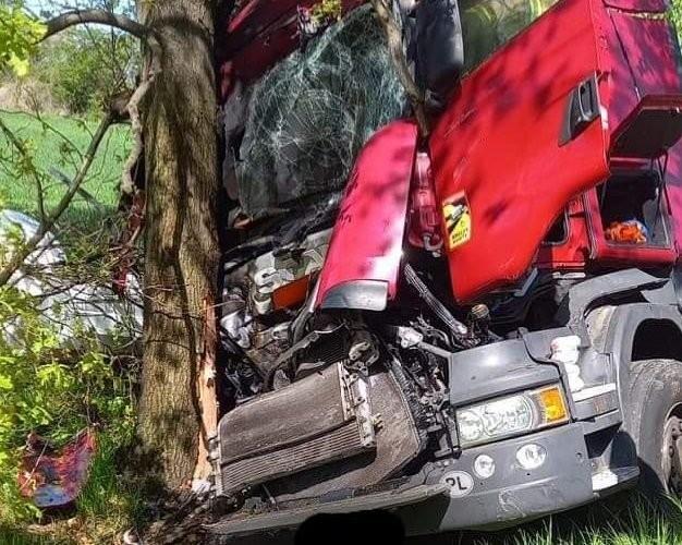 Wypadek pod Wrocławiem. Pijany kierowca tira stracił panowanie nad pojazdem [ZDJĘCIA]