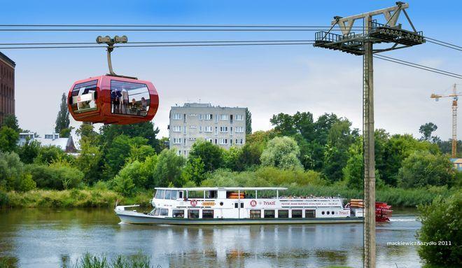 Trwa budowa kolei linowej nad Odrą. Słupy już stoją, kolejka ma też nazwę