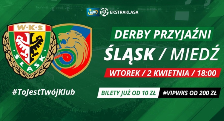 Trwa sprzedaż biletów na derby przyjaźni - mecz Śląska z Miedzią Legnica