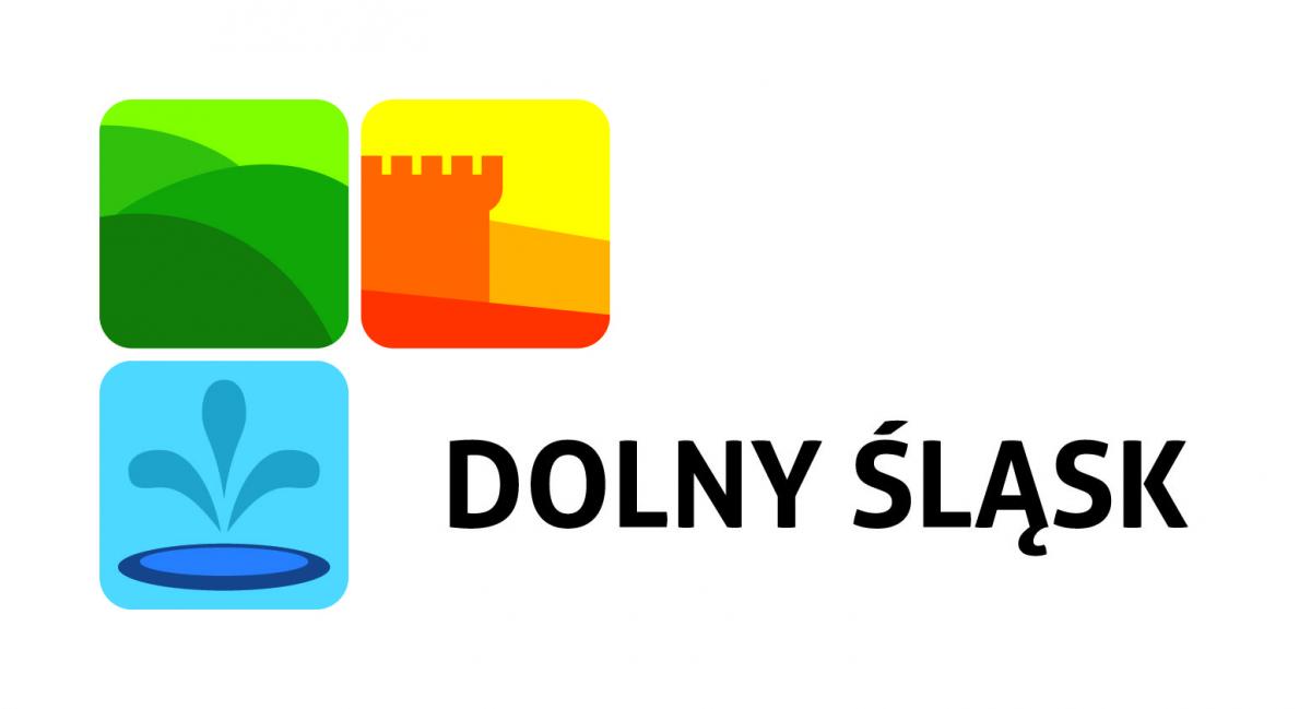 Trzy kwadraty w turystycznym logo Dolnego Śląska