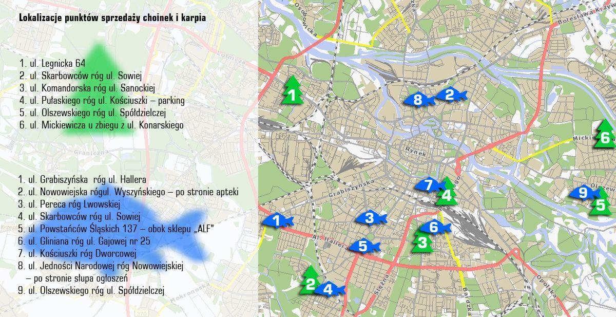 Sprawdź, gdzie we Wrocławiu kupisz choinkę i karpia [MAPKA]
