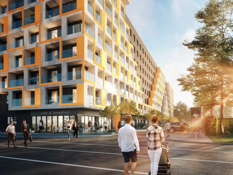 Nowa inwestycja koło Stadionu Wrocław. Siedmiopiętrowy mikroapartamentowiec [WIZUALIZACJE]
