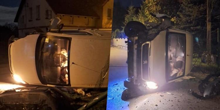 Wrocław: Wypadek na Jerzmanowie. Kobieta wjechała w słup, auto na boku