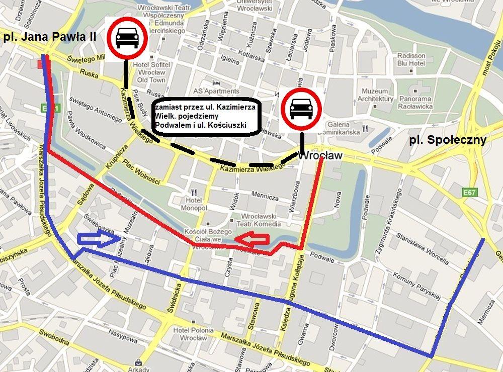 Auta Podwalem i Kościuszki a nie Kazimierza Wielk.