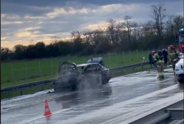 Pożar i stłuczka na A4 pod Wrocławiem. Uwaga na duży korek!