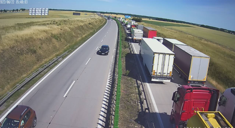 Korek na autostradzie A4 pod Wrocławiem
