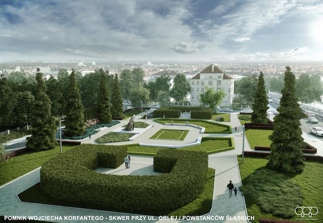 Nowe życie skweru przy Powstańców Śląskich. Postawią pomnik, uporządkują zieleń i zamontują oświetlenie
