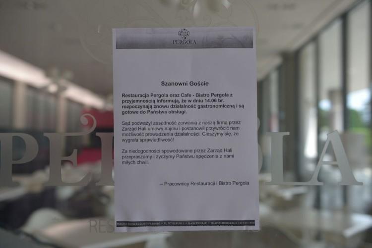 Restauracja Pergola znów działa. Po awanturze Hala Stulecia oddała ją najemcy