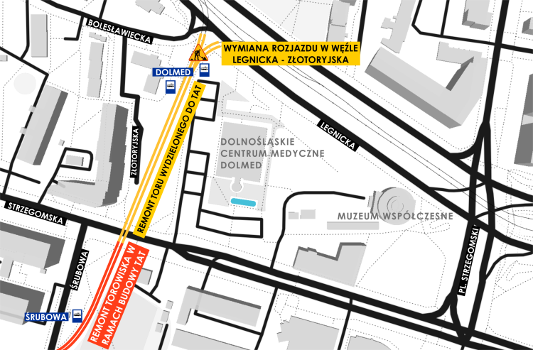 MPK wyremontuje torowisko przy Legnickiej. Spółka ogłosiła przetarg [MAPKA]