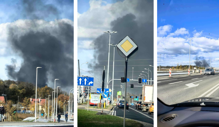 Wielki dym nad Wrocławiem - pożar na Hubskiej