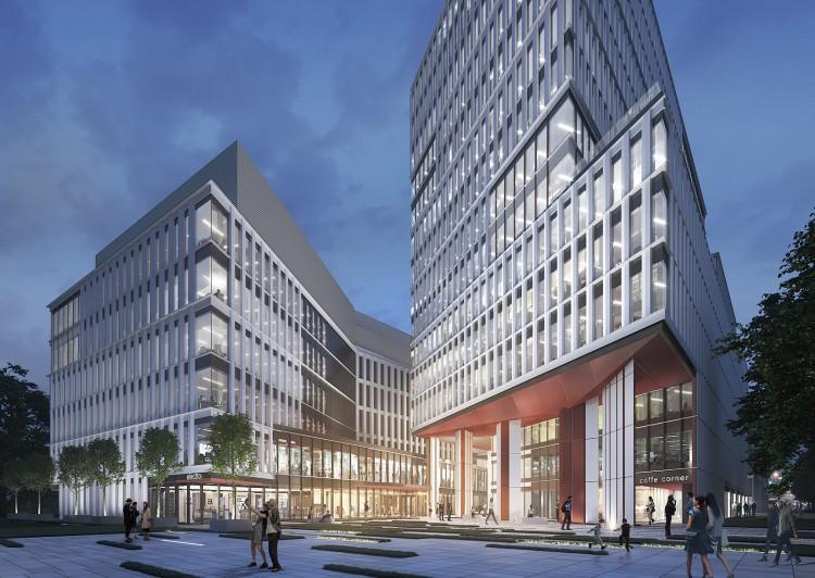 Obok Sky Tower powstają dwa biurowce [NOWE WIZUALIZACJE]