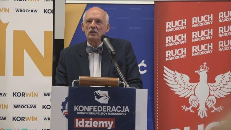 Konwencja Konfederacji we Wrocławiu. Korwin-Mikke: „Chciałbym żyć w kraju, w którym się nie kradnie i nie kłamie” [ZDJĘCIA]