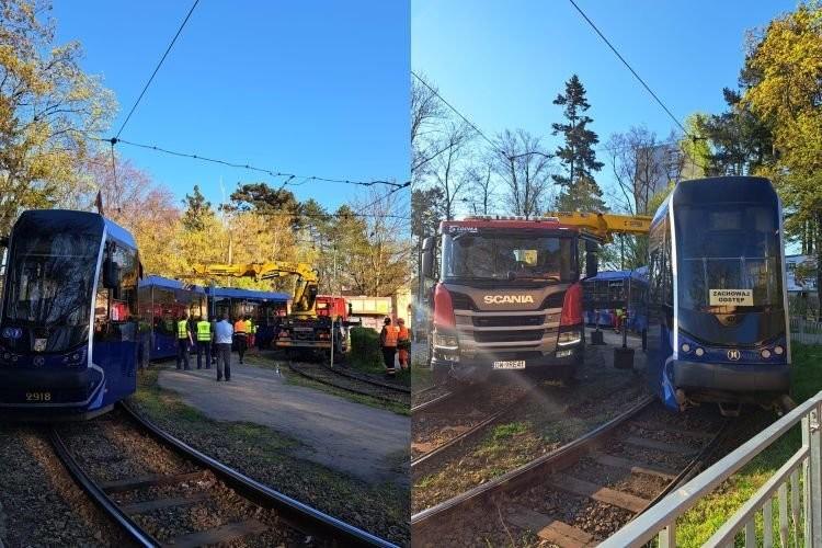 Wrocław: Wykolejenie tramwaju na pętli Sępolno