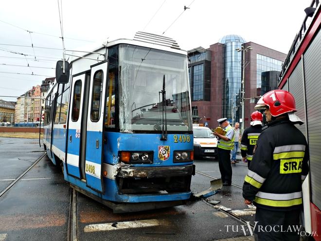 Wypadek dwóch tramwajów w centrum miasta. Dziesięć osób rannych, siedem trafiło do szpitala [FOTO]