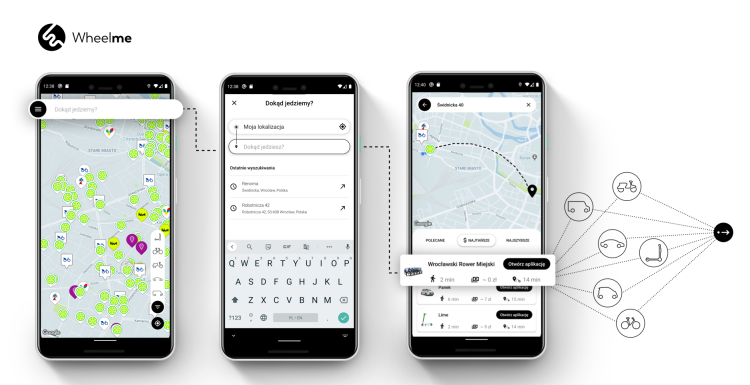 Wheelme jak Google Maps i JakDojade - pozwala zaplanować podróż w mieście