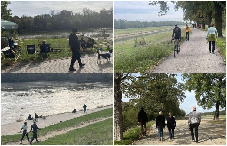 Wrocław: Tłumy ludzi na wałach ryzykują mandatem. Wody Polskie: Zakaz wstępu wciąż obowiązuje