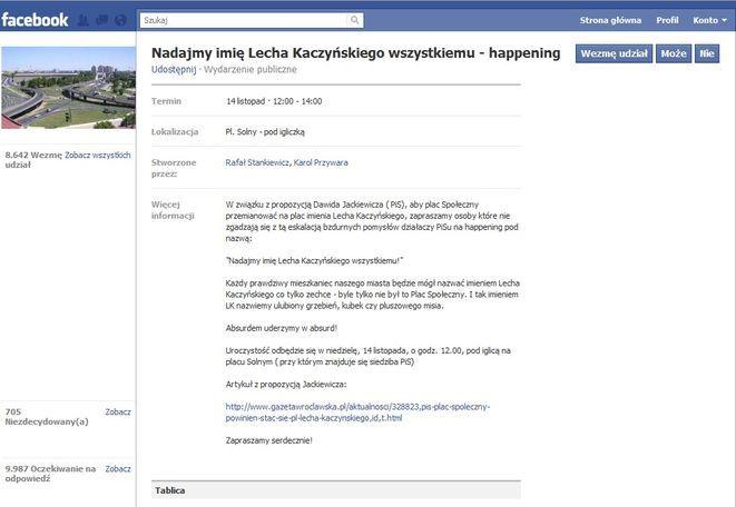 Happening: nadajmy imię Kaczyńskiego wszystkiemu