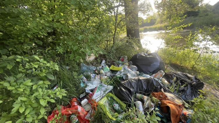 Wrocław: Sterta śmieci na Maślicach. Należą do wędkarzy?