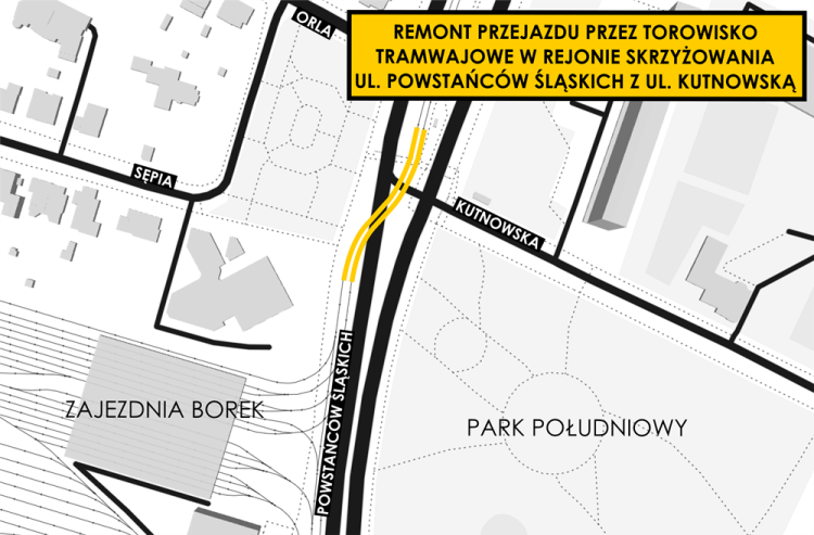 Remont torowiska na Powstańców Śląskich. Wprowadzą ruch wahadłowy