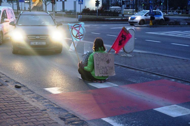 Wrocław: protest ekologicznej aktywistki. Zablokowała pas ruchu na Kozanowie