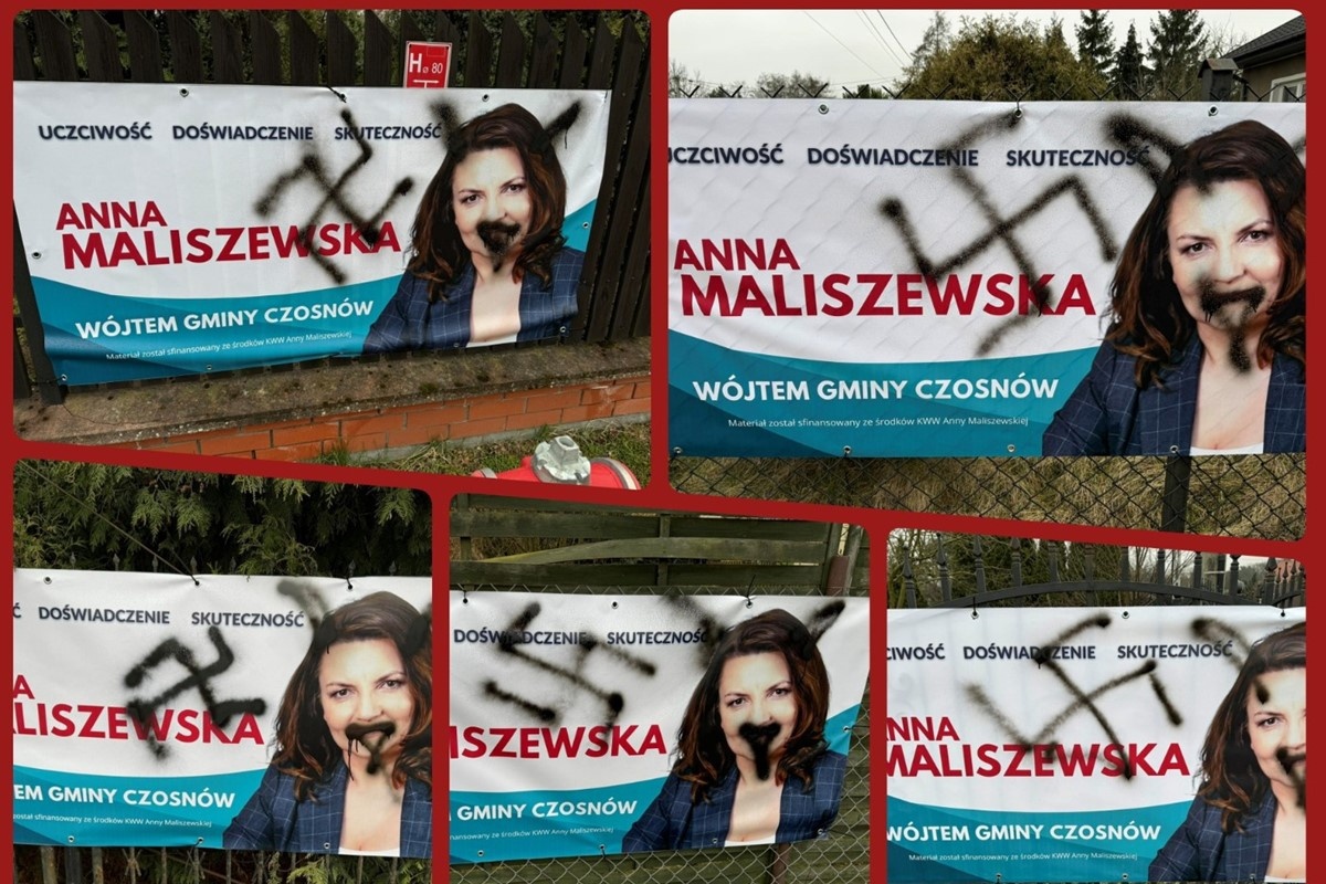 Swastyki na plakatach wyborczych Anny Maliszewskiej. „To akcja zaplanowana przeciwko mnie”