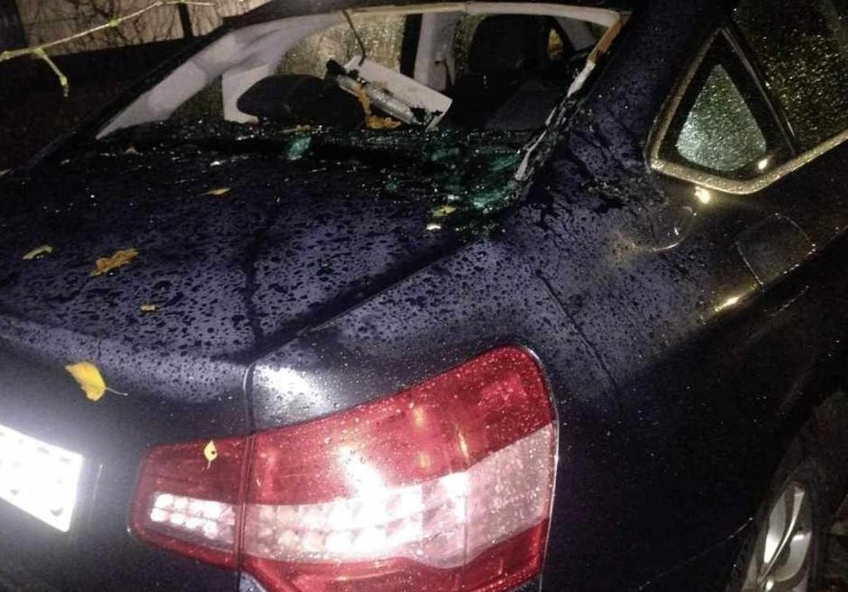 Nowy Dwór Mazowiecki. Drzewo przewrócone przez silny wiatr spadło na zaparkowany przy ulicy Jasnej samochód. Interweniowali strażacy i policjanci