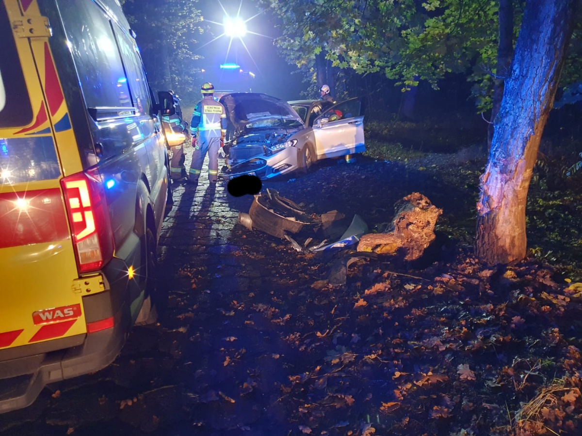 Pijana kobieta rozbiła auto na drzewie. 32-latka miała około 2 promili alkoholu w organizmie