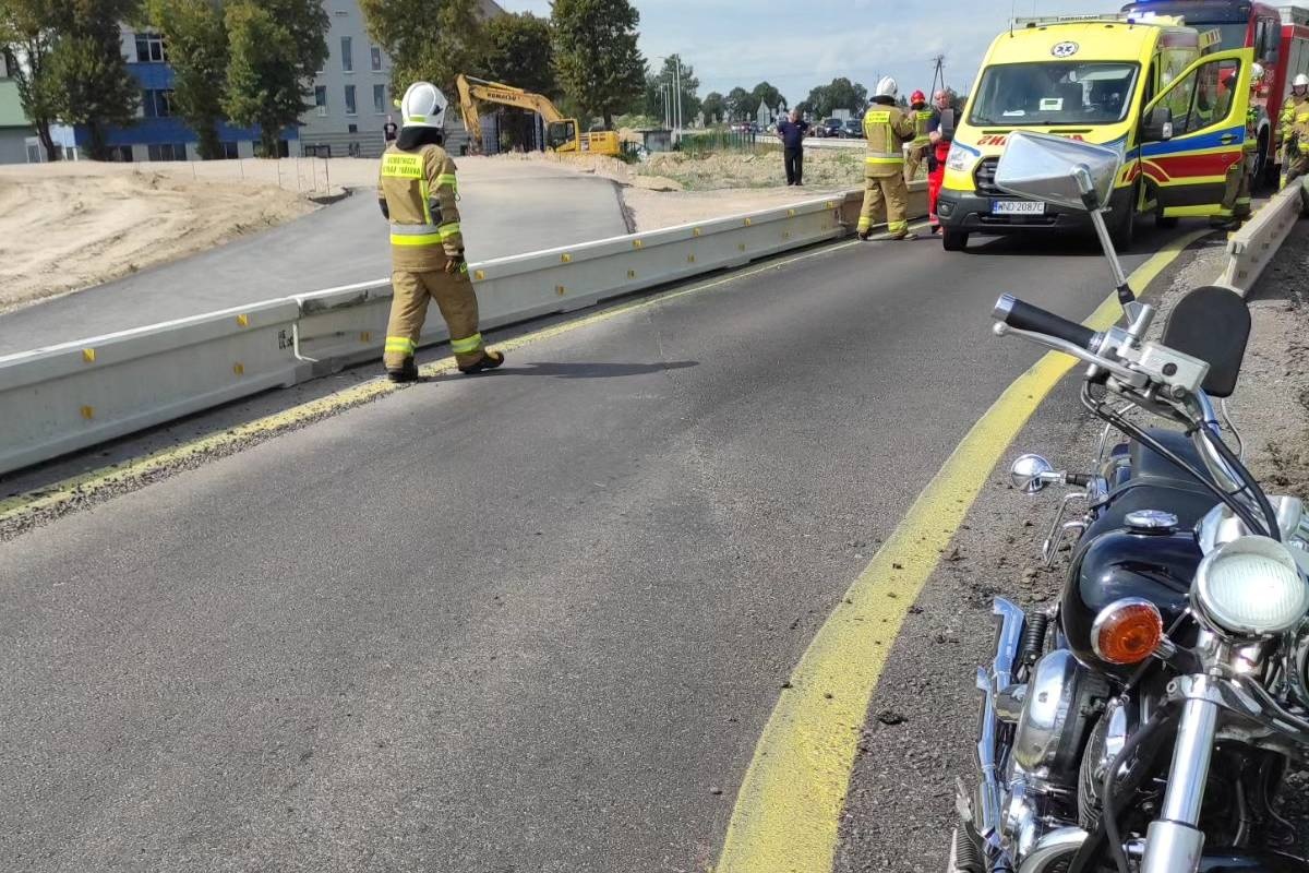 Zakroczym. Motocyklista złamał nogę na trasie S7. Mężczyzna ukarany mandatem