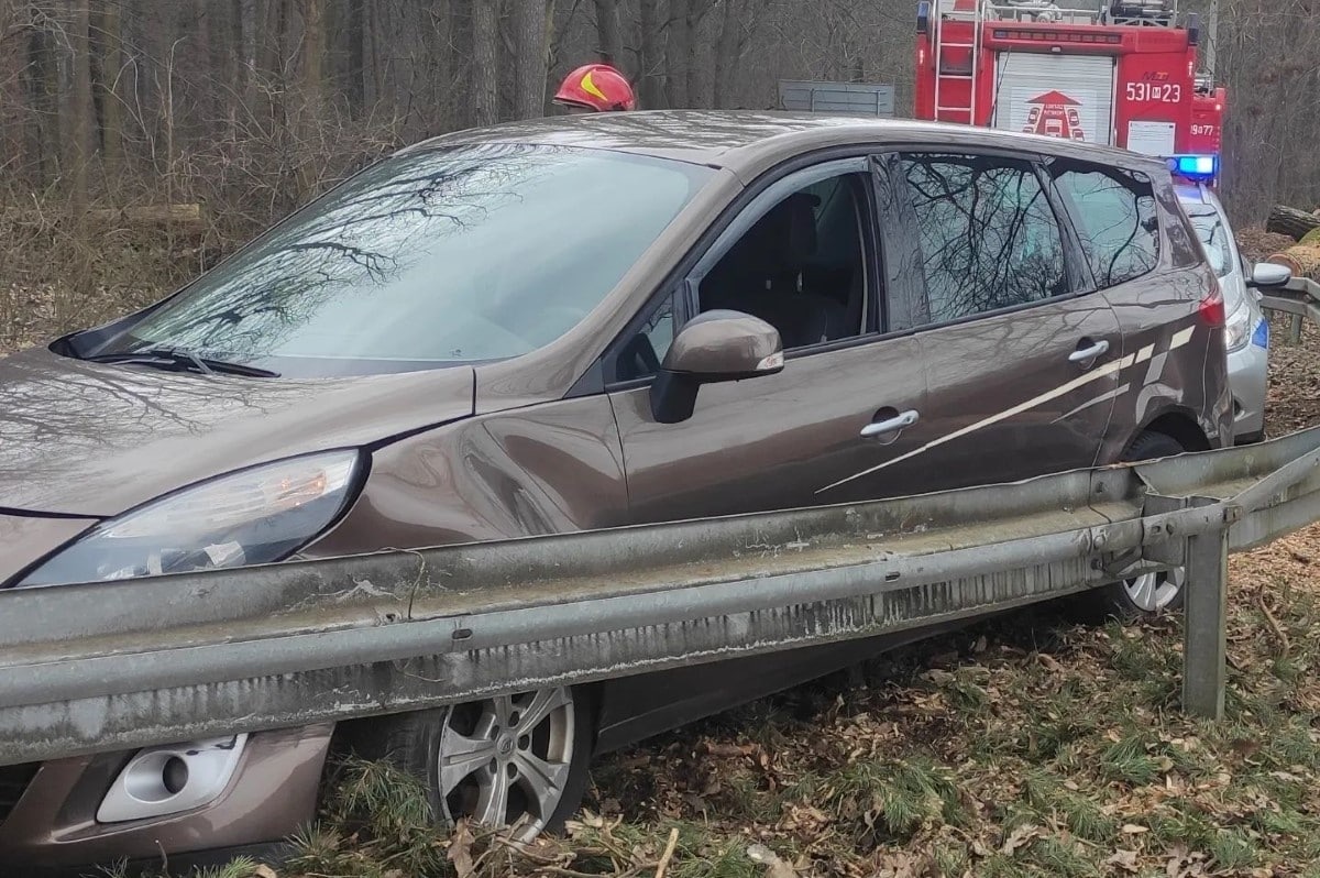 Czosnów. W Kazuniu Polskim kierowca samochodu osobowego omijając zwierzę na jezdni uderzył w bariery. Jedna osoba została poszkodowana (aktualizacja)