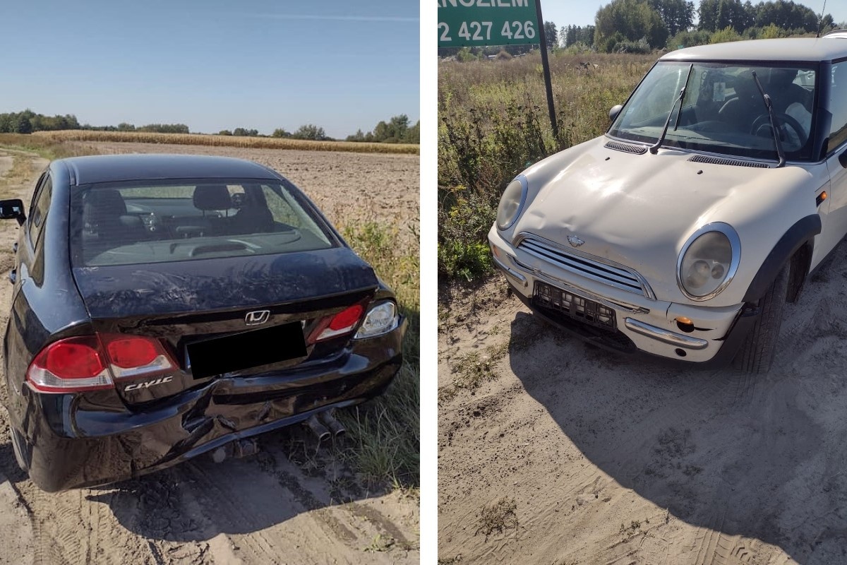 Nasielsk. Zderzenie MINI Coopera z Hondą w Wągrodnie. Jedna osoba trafiła do szpitala