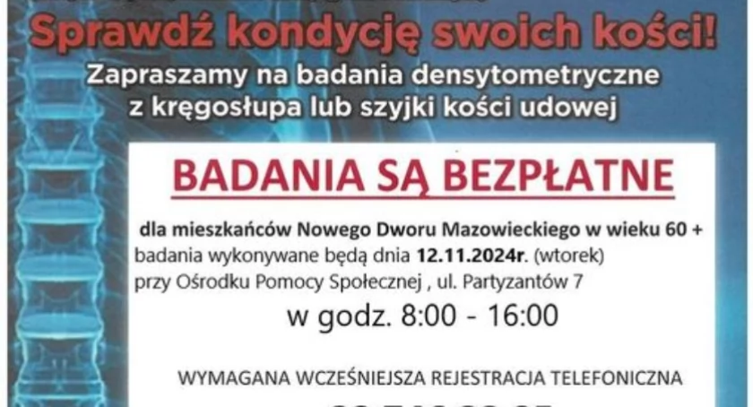 Bezpłatne Badania Osteoporozy dla Seniorów w Nowym Dworze Mazowieckim - Druga Tura 