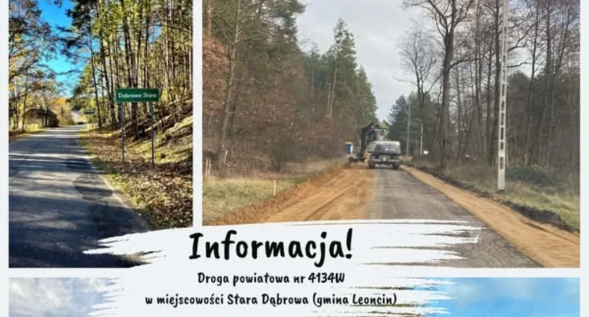 Leoncin: Czasowe zamknięcie drogi powiatowej w Starej Dąbrowie