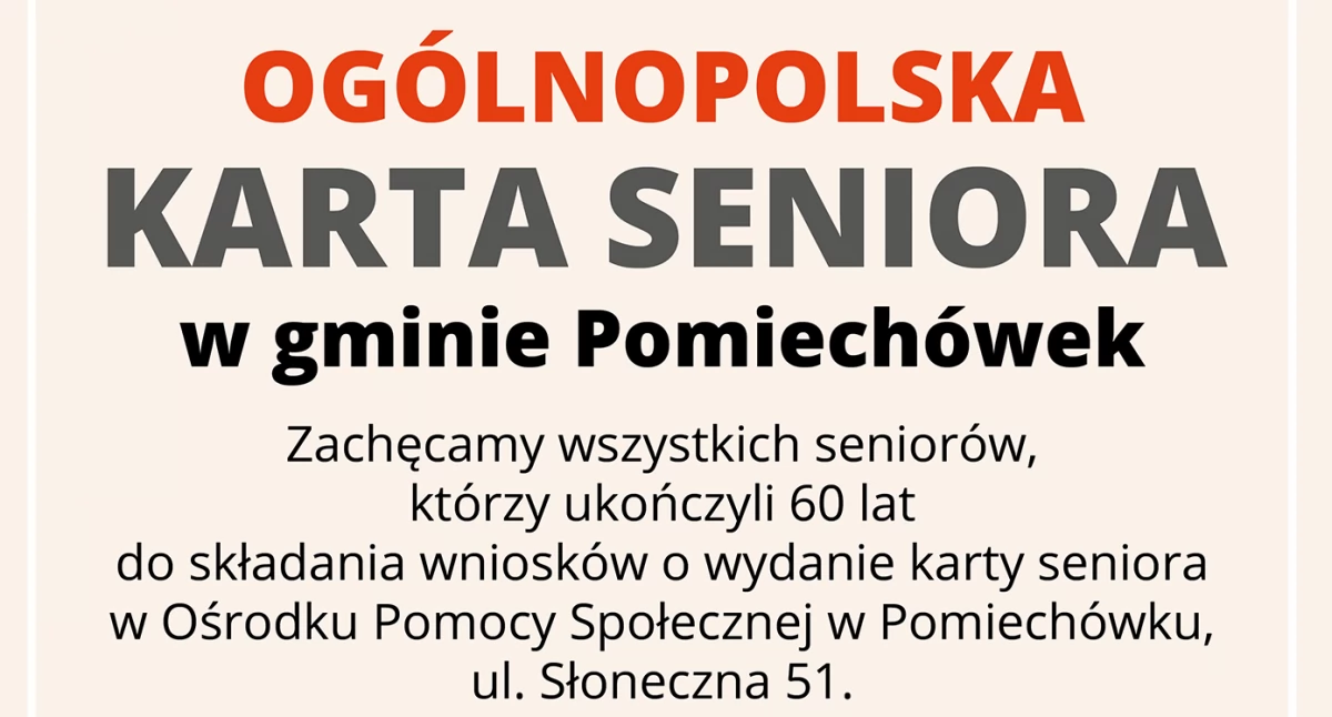 Ogólnopolska Karta Seniora – zniżki dla mieszkańców gminy Pomiechówek. 