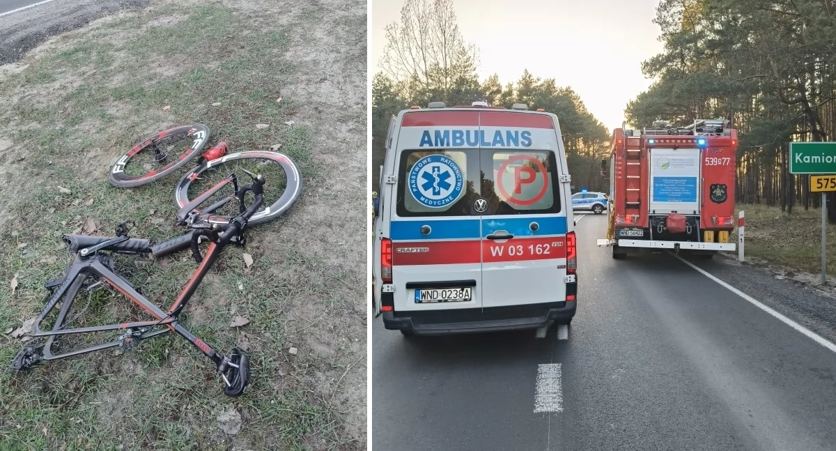 Leoncin. Kierowca po alkoholu uderzył w rowerzystę na DW 575 w Starych Grochalach. Kierowca jednośladu trafił do szpitala 