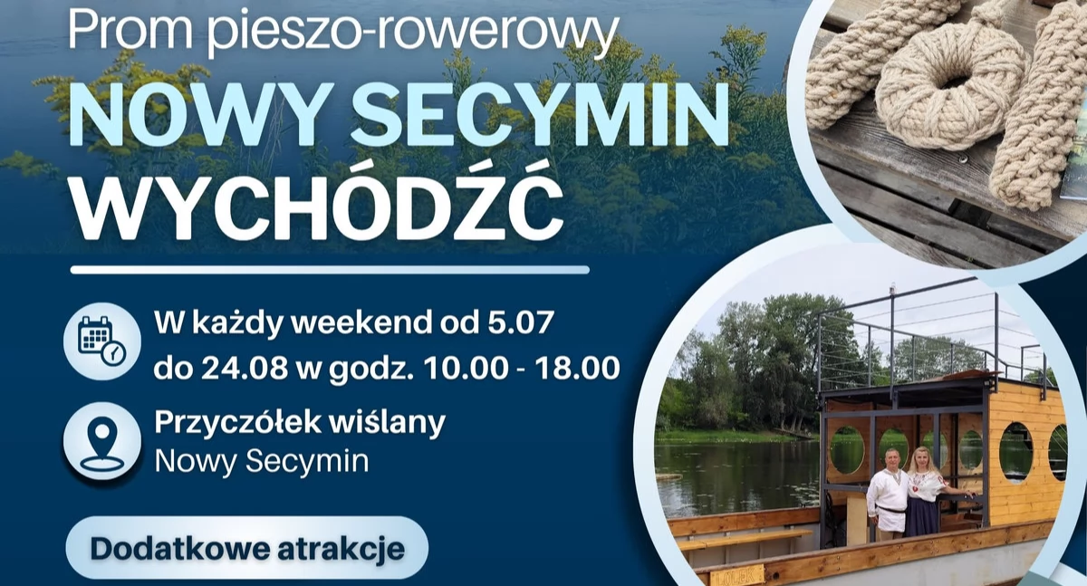Prom pieszo-rowerowy znów na Wiśle! Nowy Secymin–Wychódźc połączy brzegi w każdy wakacyjny weekend