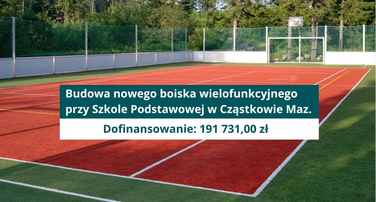 Czosnów: Nowe boisko wielofunkcyjne w Cząstkowie Mazowieckim dzięki dofinansowaniu z Mazowsza