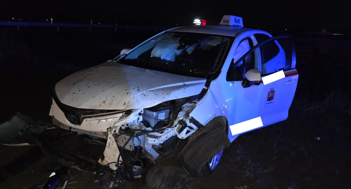 Zakroczym. W Strubinach kierowca Toyoty stracił panowanie nad autem i wpadł do rowu. Jedna osoba trafiła do szpitala