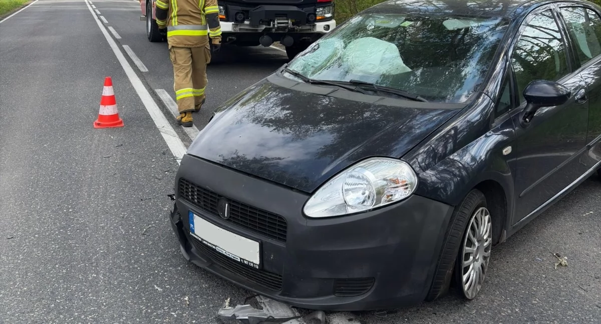 Czosnów. Kierowca Fiata uderzył w tył naczepy auta ciężarowego. 37-latek ukarany mandatem 