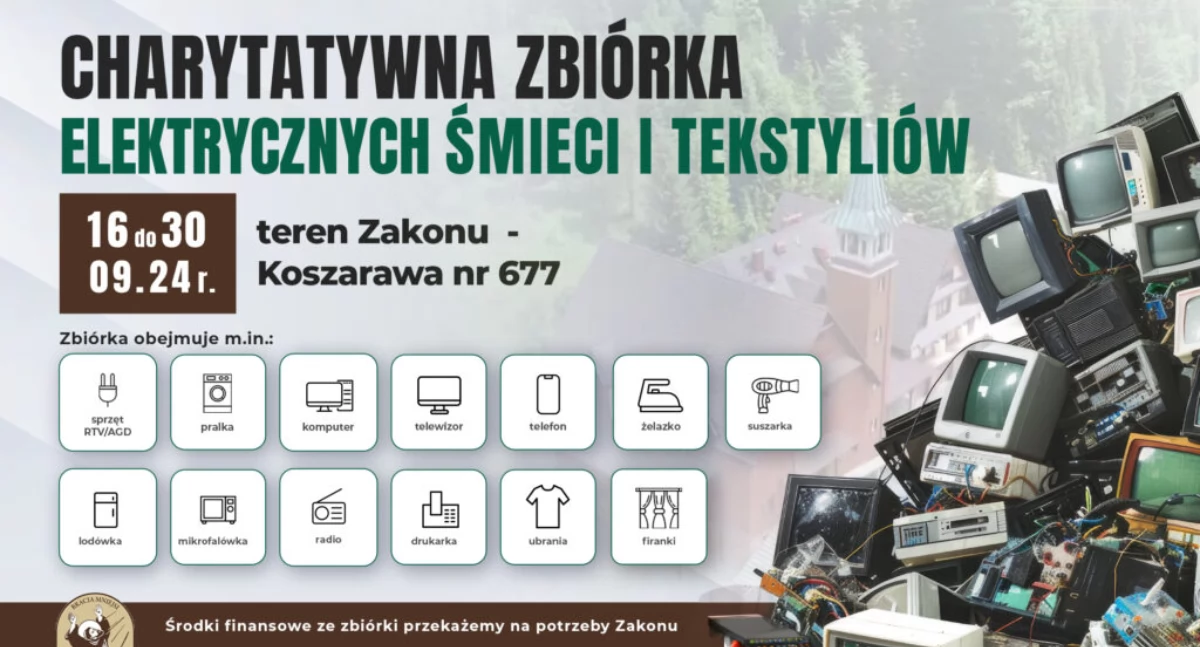 Charytatywna Zbiórka Elektrycznych Odpadów i Tekstyliów na Rzecz Parafii w Koszarawie Bystrej